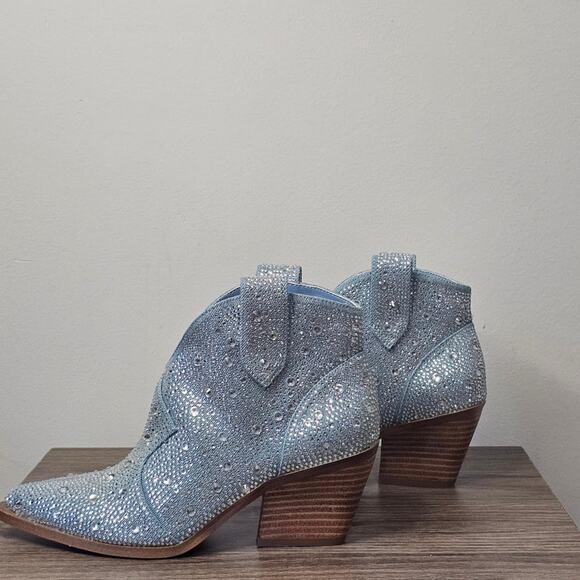 Jessica Simpson Women's Zadie2 Embellished Rhinestone  Booties Size 6 Blue NWT - Picture 1 of 7